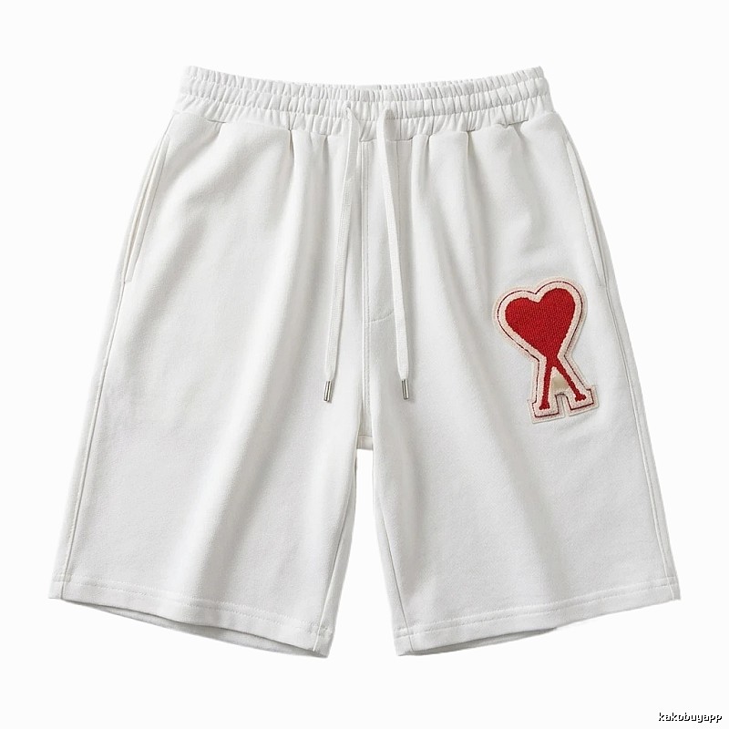 AMI Embroidered Heart White Shorts