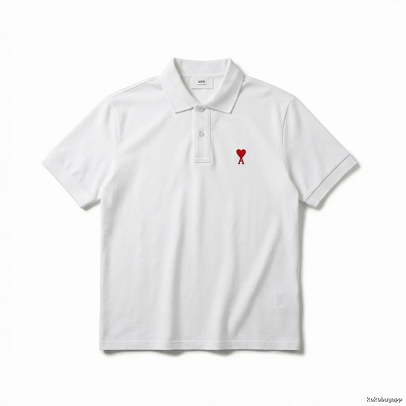 AMI Love Simple White Polo Shirt