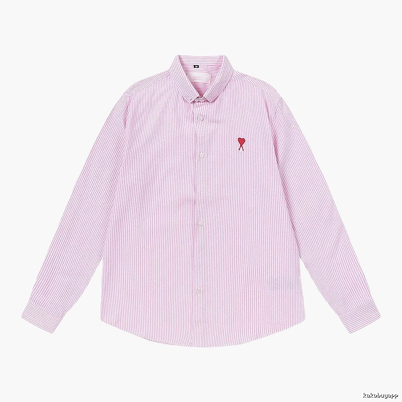 AMI Stripe Minimalist Style Pink Shirt