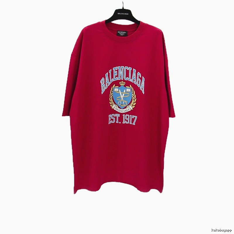 Balenciaga Badge Style Red T-shirt