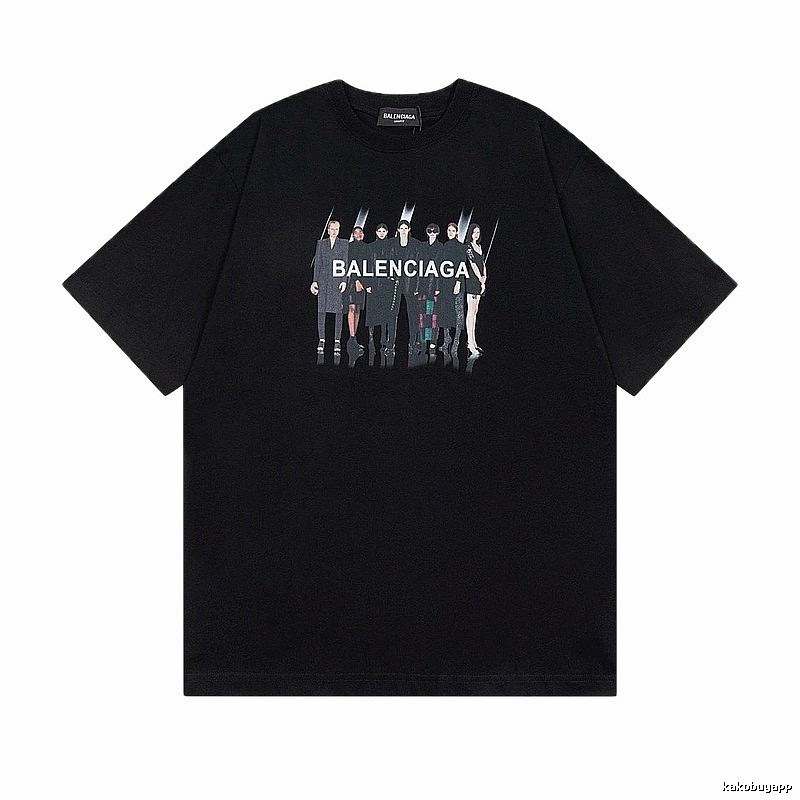Balenciaga Portrait Print Trendy Black T-Shirt