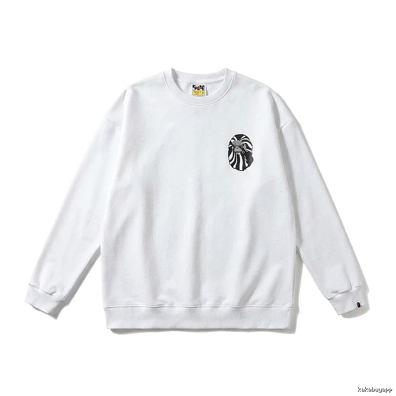 Bape Ape Head Minimalist Style White Sweatshirt
