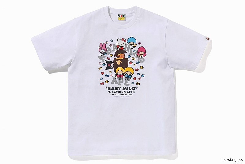 Bape cartoon - printed white T - shirt