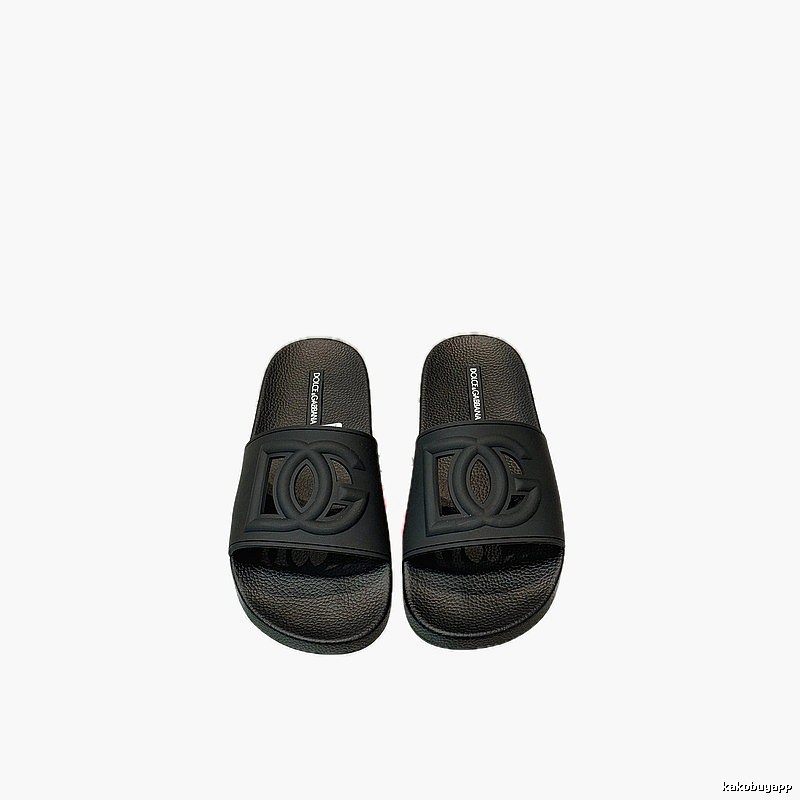 Dolce & Gabbana DG Embossed Casual-style Black Slippers