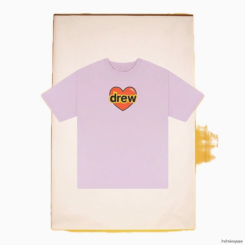 DREW Love Heart Print Street Style Light Purple Short Sleeve T-shirt