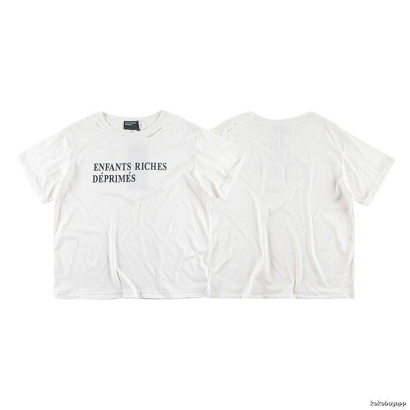 ERD Letter Ripped Street Style White T-Shirt