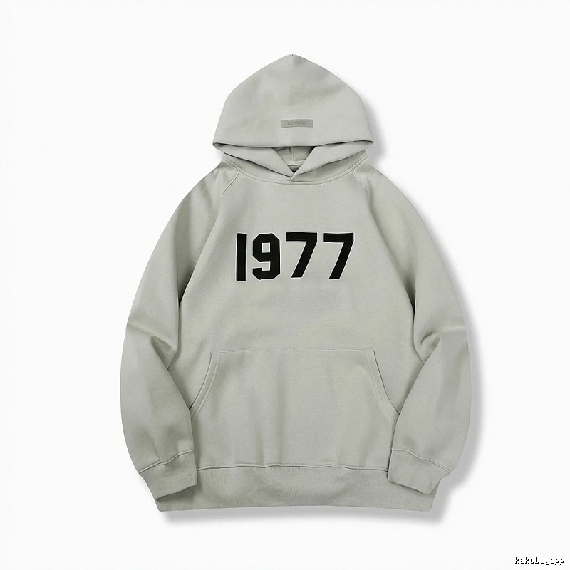 ESSENTIALS 1977 Minimalist Style Light Gray Hoodie