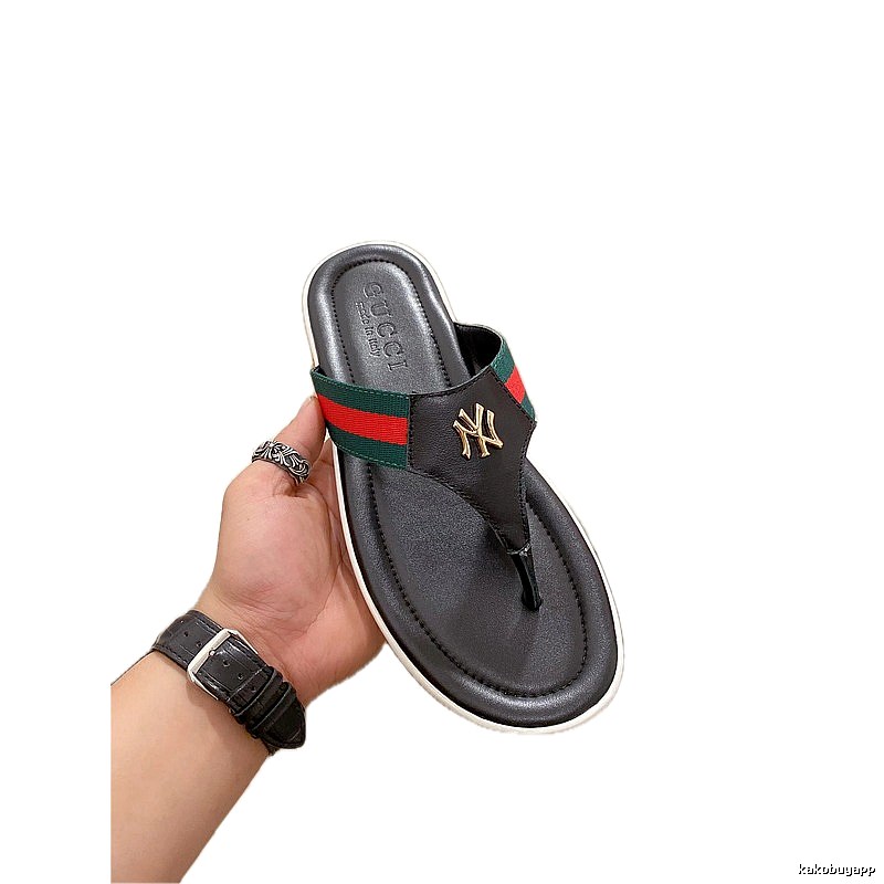 Gucci NY Webbing Trendy Style Black Flip-Flops