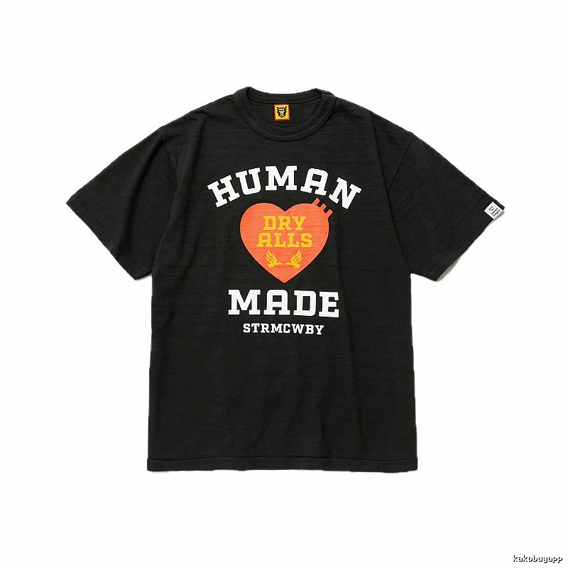 HUMAN MADE Heart Print Vintage Style Black T-Shirt