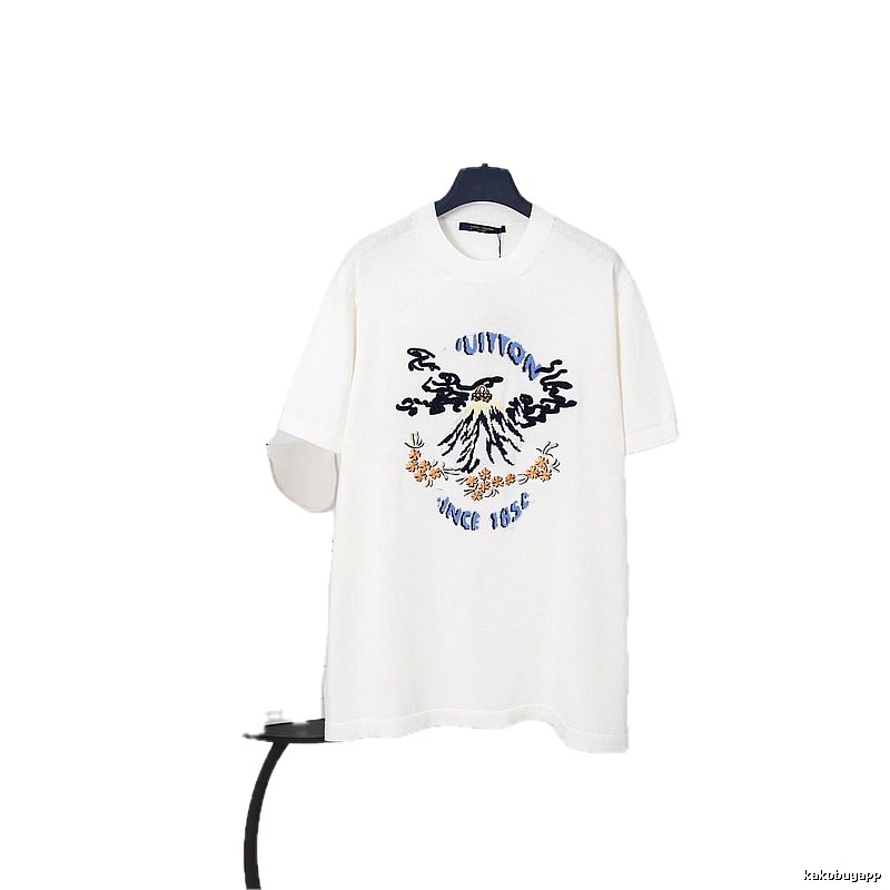 Louis Vuitton Mountain Peak Print Casual Style White T-Shirt