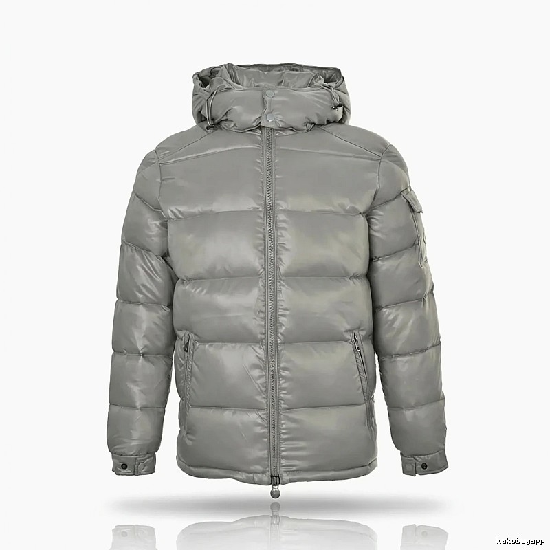 Moncler hooded fashionable grey down jacket