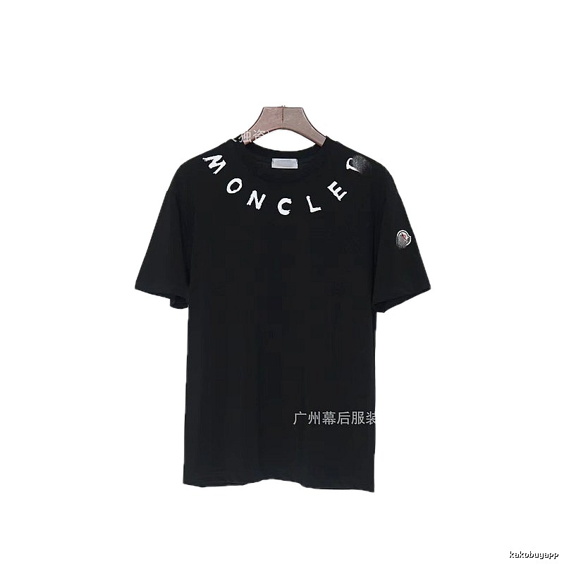 Moncler Letter Print Casual Style Black T-Shirt