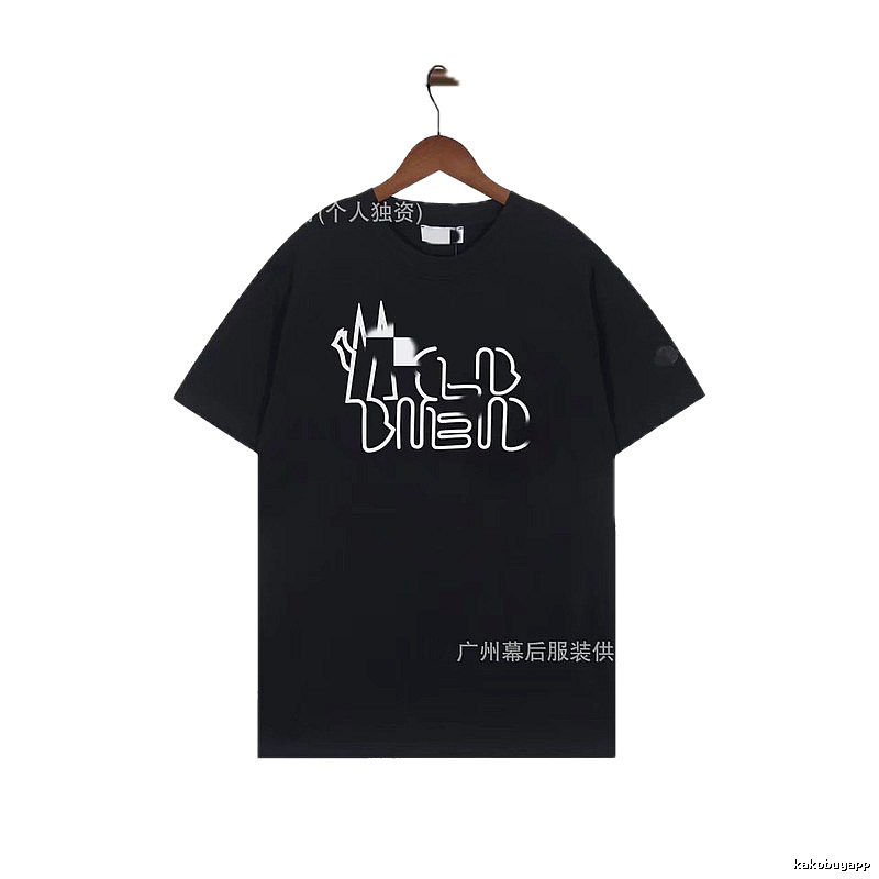 Moncler Neon Print Trendy & Cool Black T-Shirt