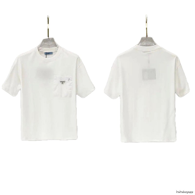Prada Triangle Logo Minimalist Style White Short-sleeve T-shirt