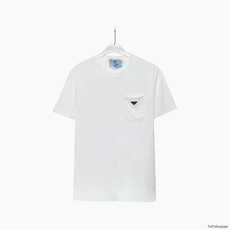 Prada Triangle Logo Minimalist Style White Short-sleeve T-shirt