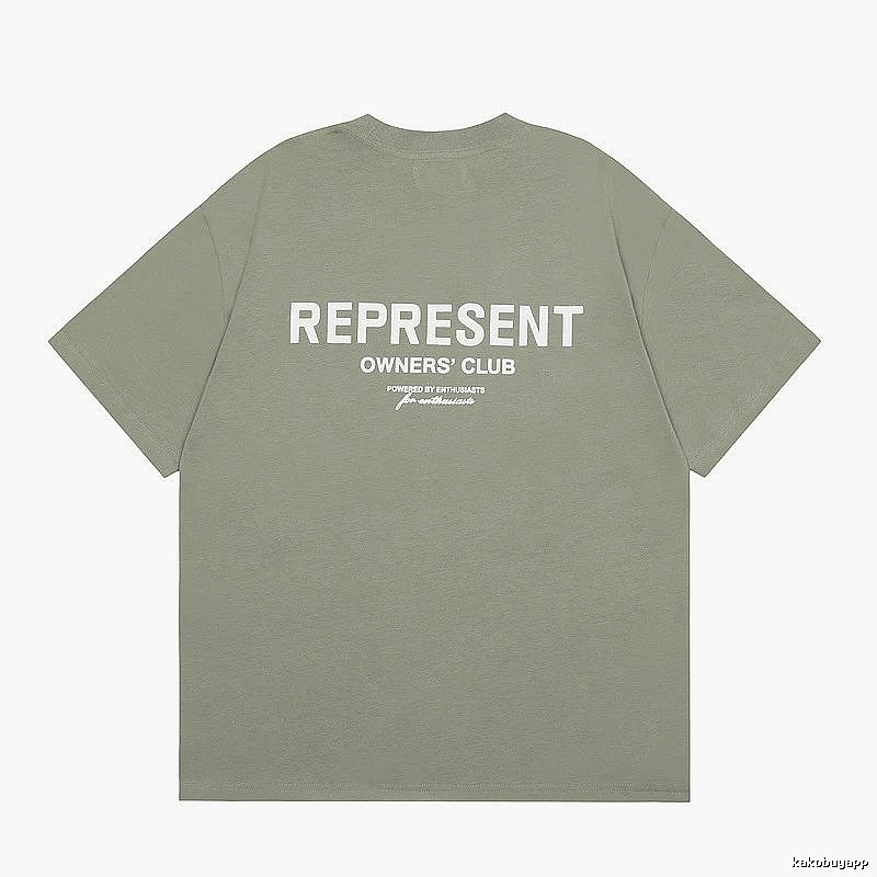 Represent Army Green Style 868 Owners Club T-Shirt Signature Detail Logo