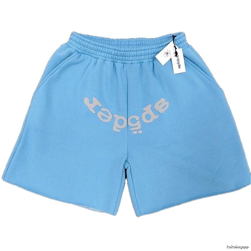 Sp5der Foam Print Street Style Light Blue Shorts