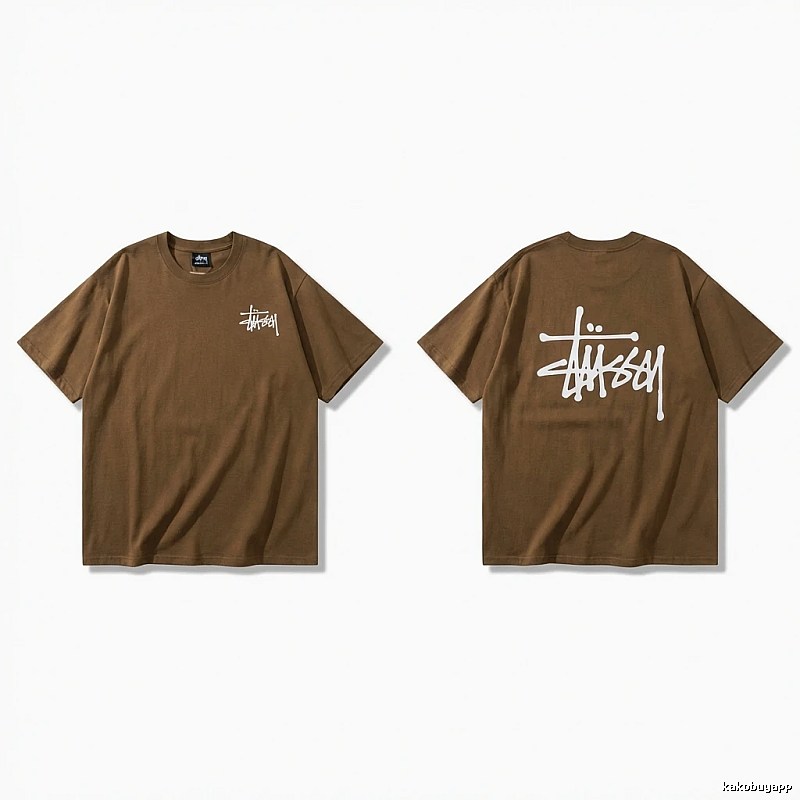 Stussy basic simple style coffee-colored T-shirt