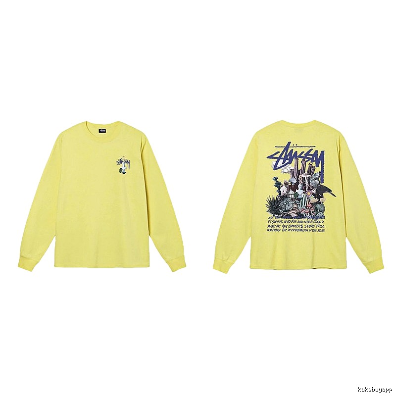 Stussy printed trendy brand style yellow long-sleeve