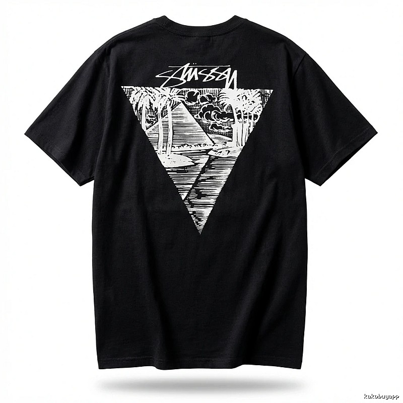 Stussy triangle print style black T-shirt