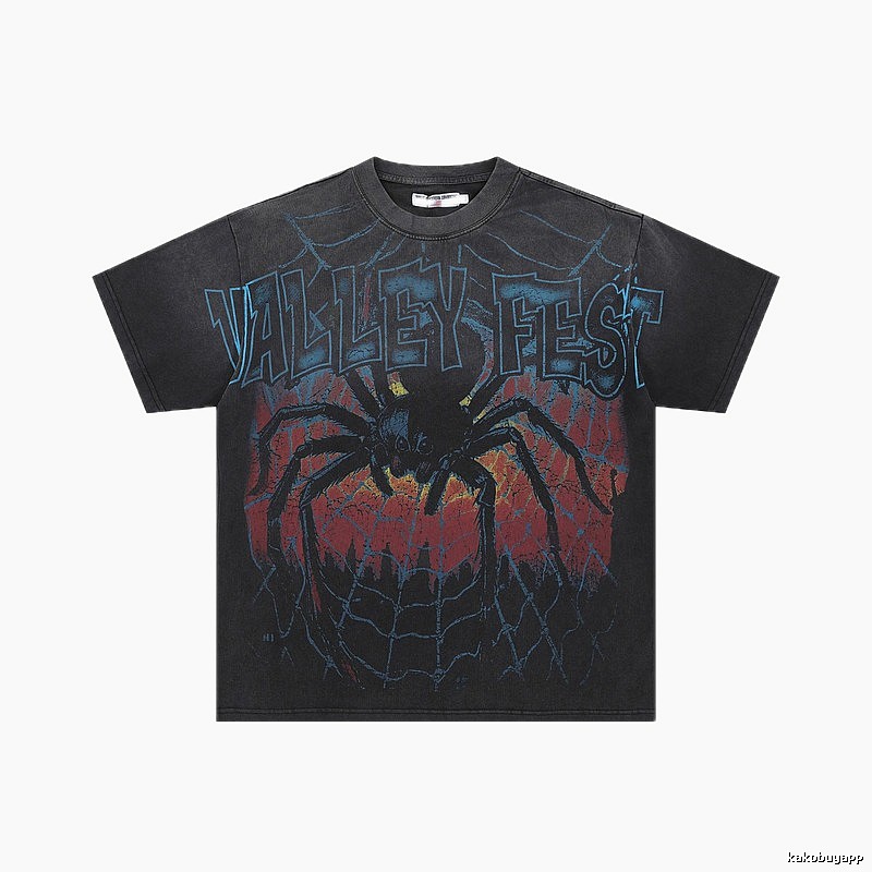 Valley Fest Spider Vintage Distressed Black T-Shirt