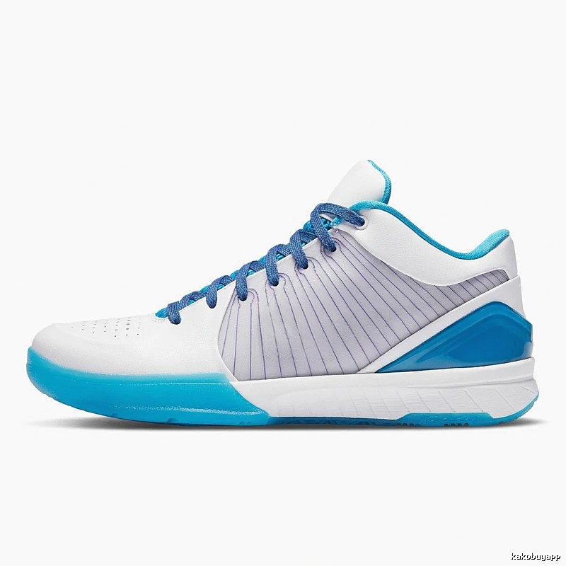 White and blue color scheme of Nike basketball shoes
