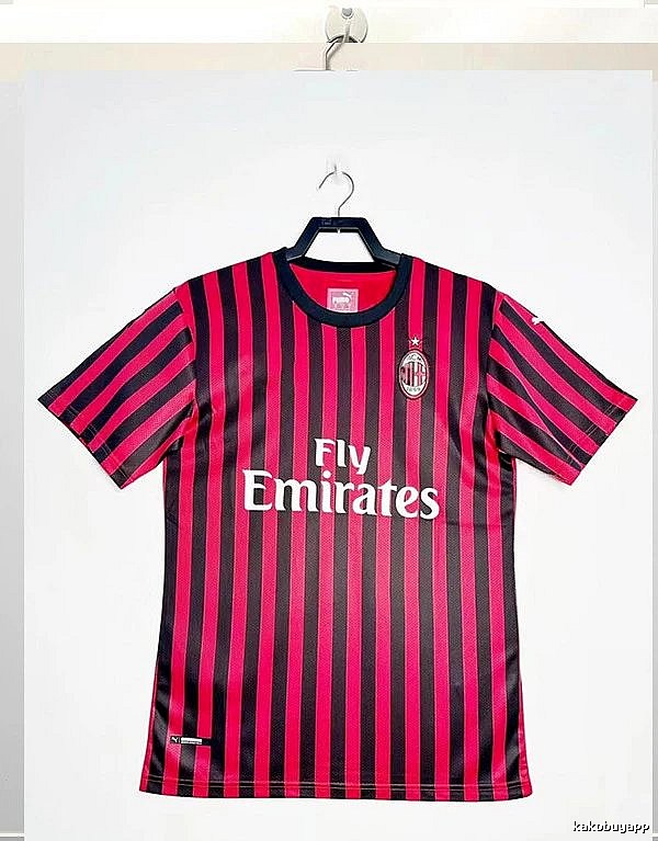 AC Milan Lightweight Retro soccer jersey Red Black Striped for Gift Ideas