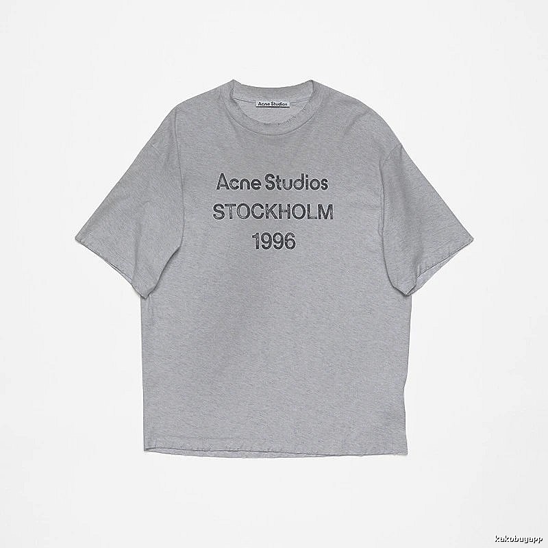Acne Studios 2090-80 Gray Style Ac908026 Stockholm Logo T-Shirt Streetwear Look