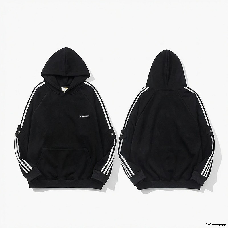 Adidas three - stripe trendy and cool black sweatshirt