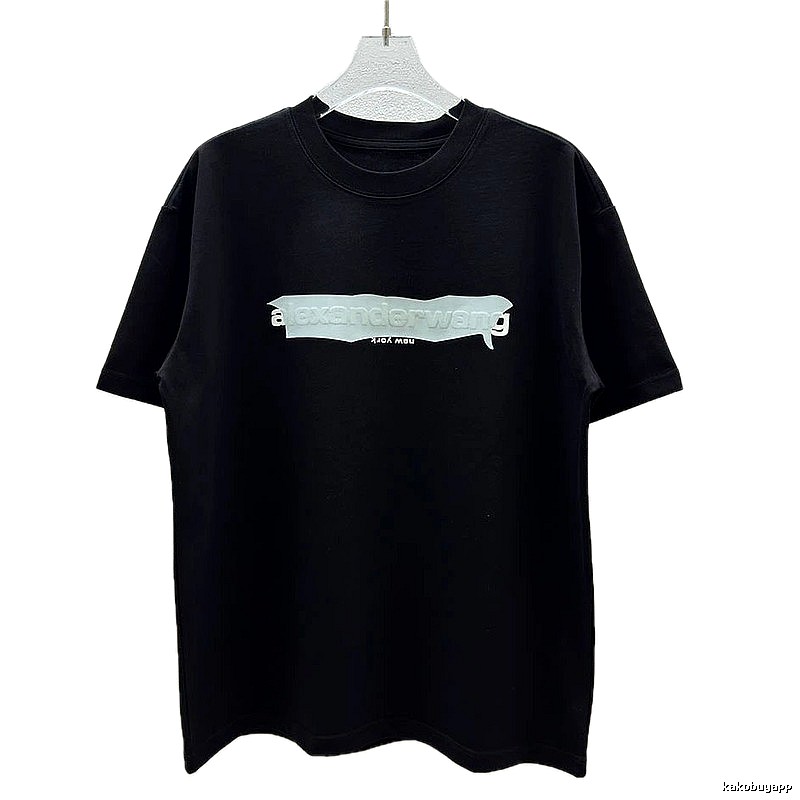 Alexander Wang Foam Logo Street Style Black T-Shirt