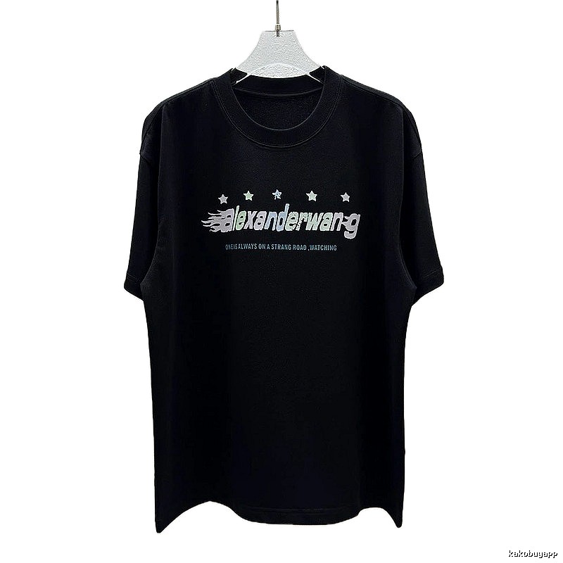 Alexander Wang Star Print Trendy Black T-Shirt