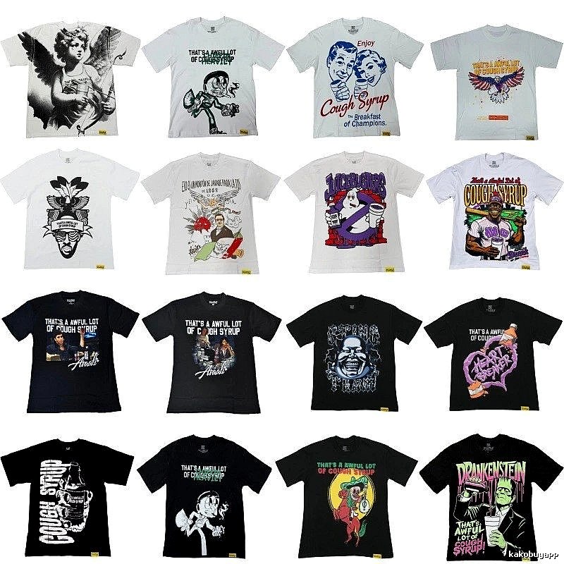 ALOCS Printed American Street Style Multi-color Short-sleeve T-shirt