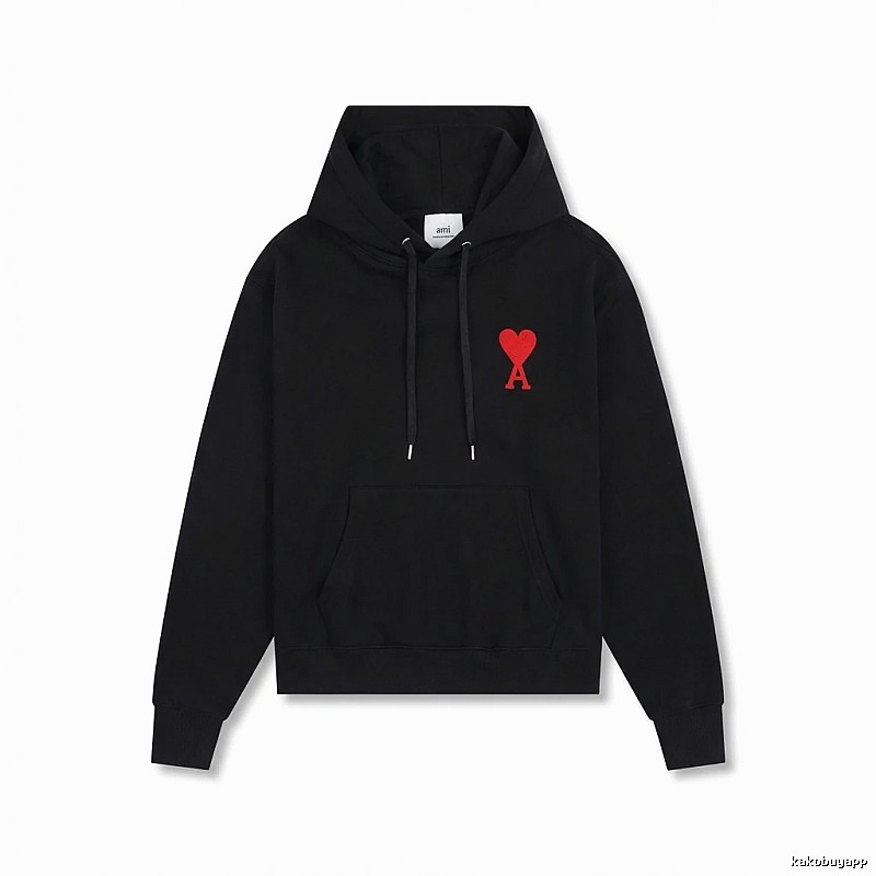 AMI Embroidered Heart Black Sweatshirt