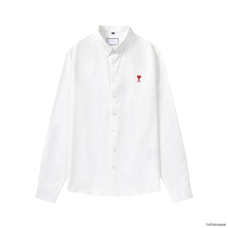 AMI Embroidered White Shirt with Love Design