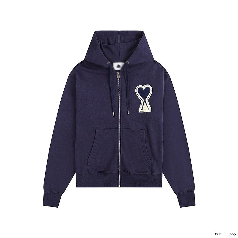 AMI Heart Pattern Zipper Hoodie