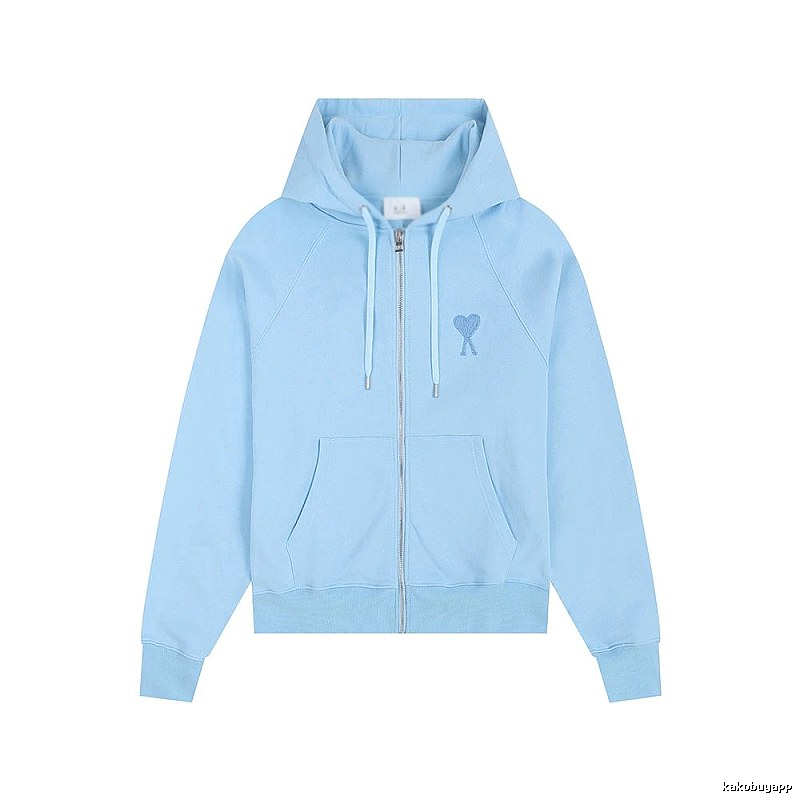 AMI Love Embroidery Light Blue Hoodie