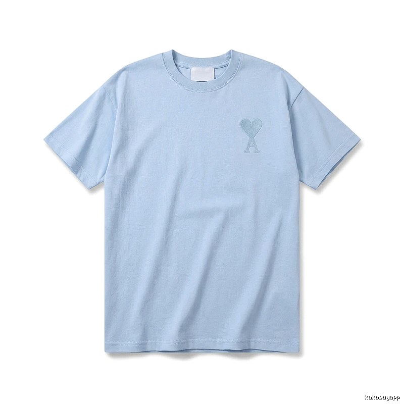AMI Love Heart Pattern Light Blue T-shirt