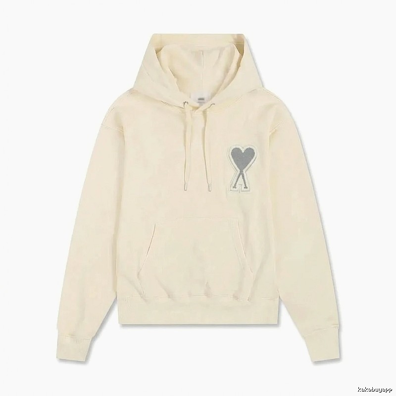 AMI Love Minimalist Style Beige Hoodie