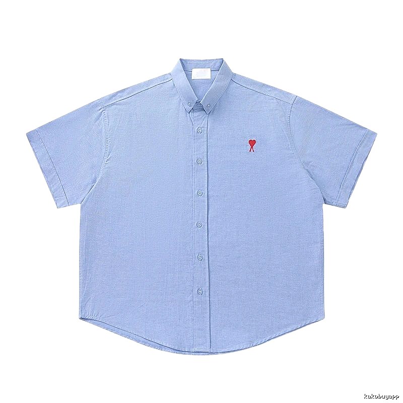 AMI Love Series Simple Style Blue Shirt