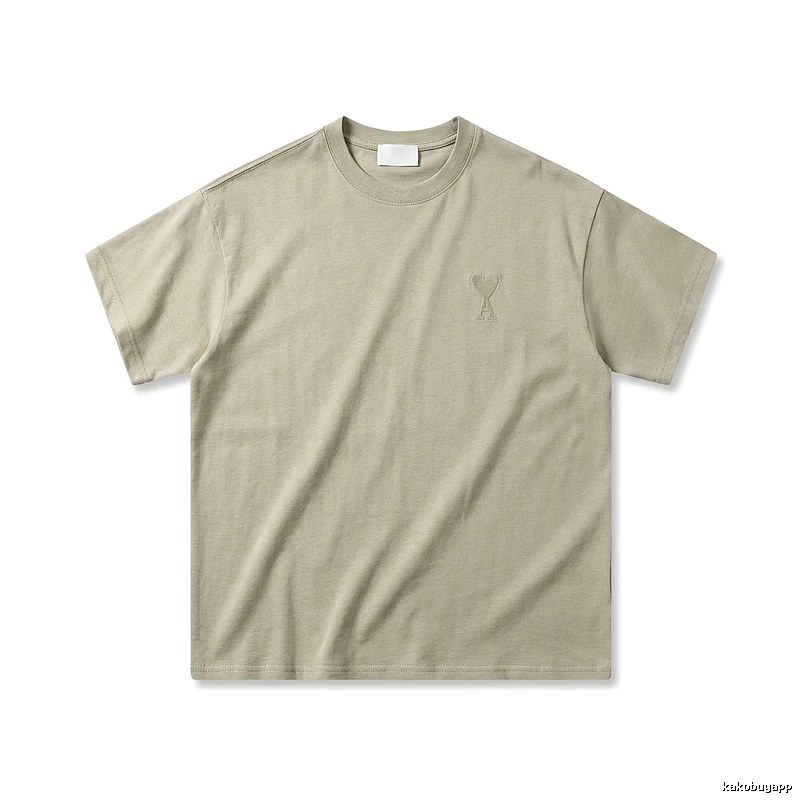AMI minimalist style khaki T-shirt