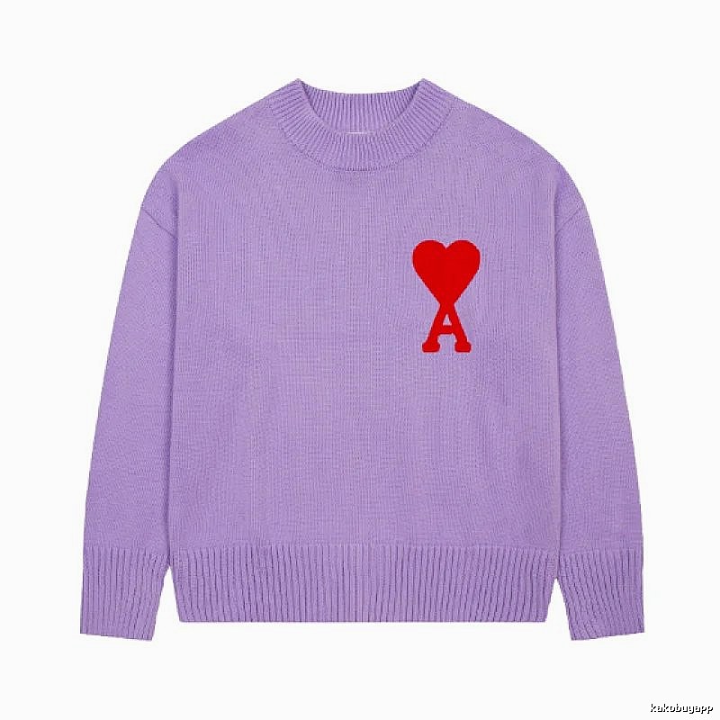Ami Paris Casual Heart logo sweater Green Knit Top for Streetwear Looks