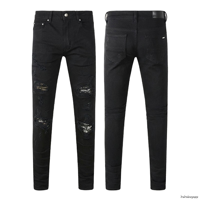 AMI Ripped Trendy Cool Black Jeans