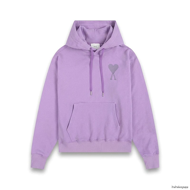 AMI series minimalist style purple hoodie