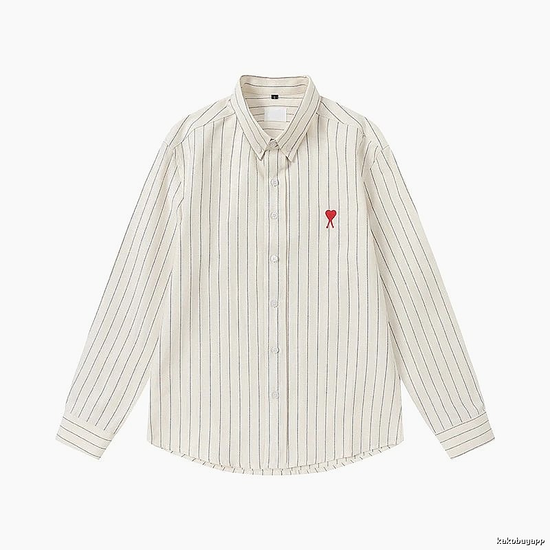 AMI Stripe Minimalist Style White Shirt