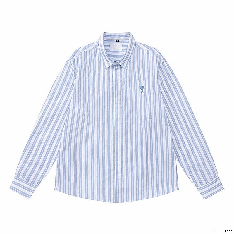 AMI Stripe Simple Blue Shirt