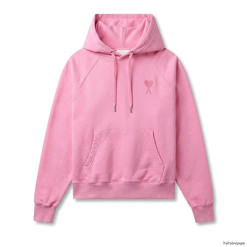 AMI trendy brand simple style pink hoodie