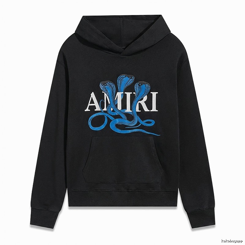 AMIRI black hoodie with snake - pattern printing
