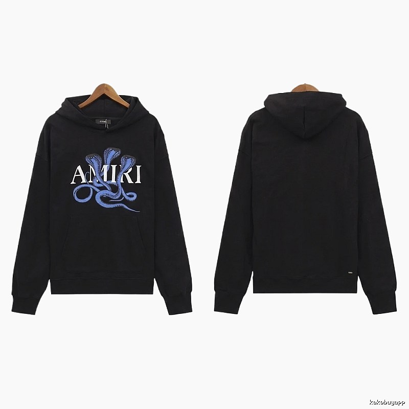 AMIRI Black Hoodie with Snake Print