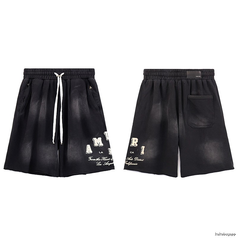 AMIRI Letter Print Street Style Black Shorts