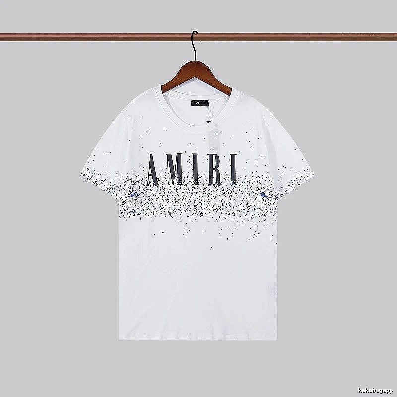 Amiri Logo Detail Graphic T-shirt White Blue Amiri with Relaxed Feel